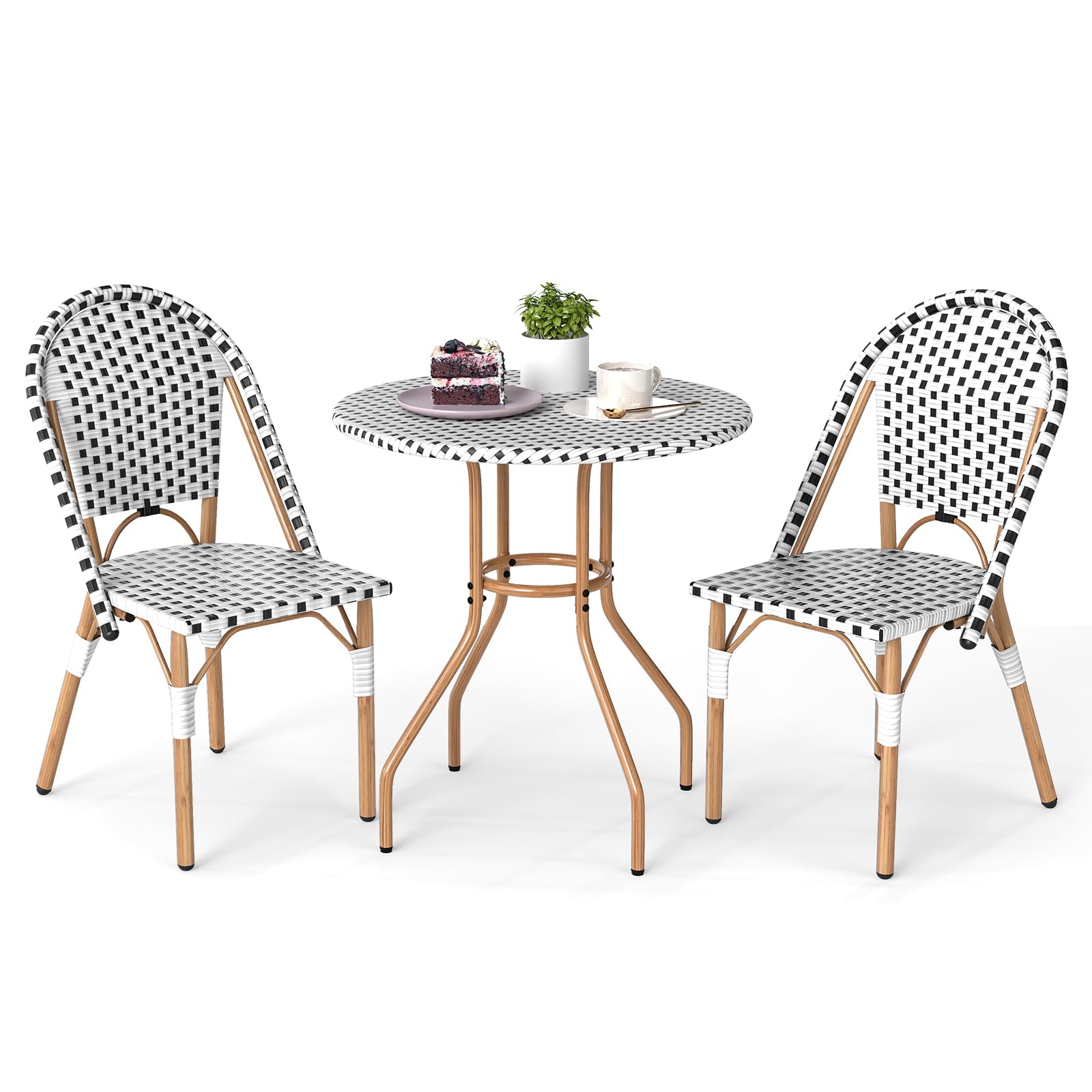 Tangkula 3 Piece French Bistro Table Chair Set